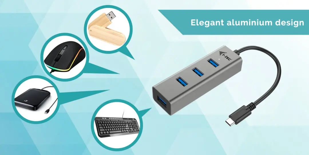 I-tec C31HUBMETAL403 USB Hub 4x - Grijs
