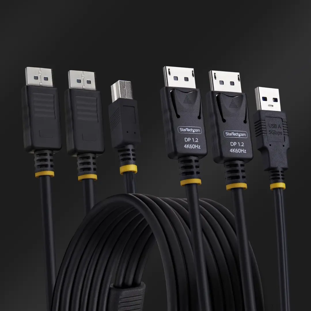 Startech DDU1226-KVM-CABLE KVM Kabel - 1,8m - 4K 60Hz - USB 5Gbps - Zwart