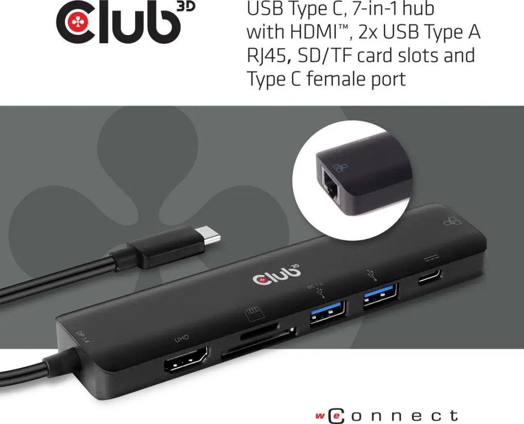 USB Type-C 7-in-1 Hub CSV-1592 - HDMI 4K60Hz - RJ45 - Zwart - afbeelding 6 van 6