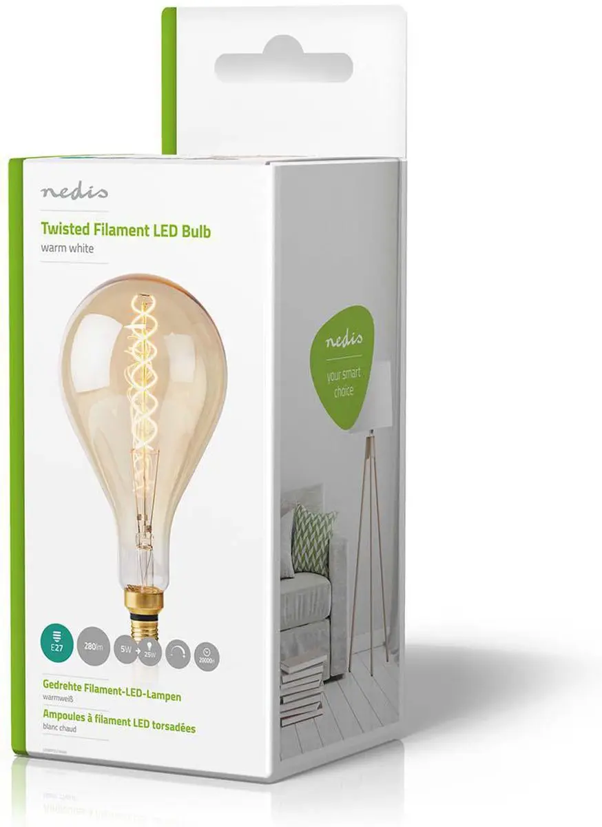 Nedis LED-Filamentlamp E27 A160 5W - 280 Lm Warm Wit - 2000K - Goud