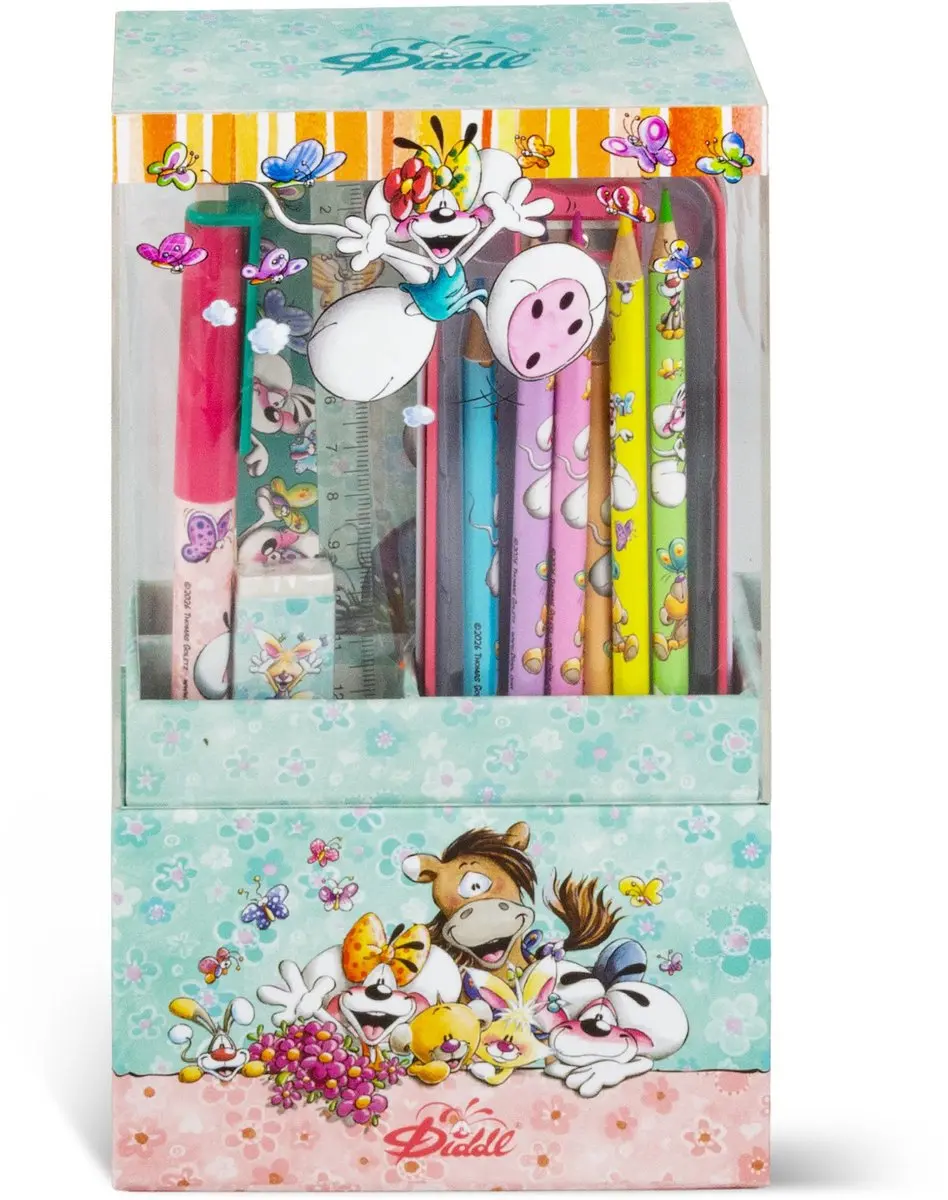 Diddl Diddlina Pimboli Schrijfwarenset - 12 Stuks - Metal Etui