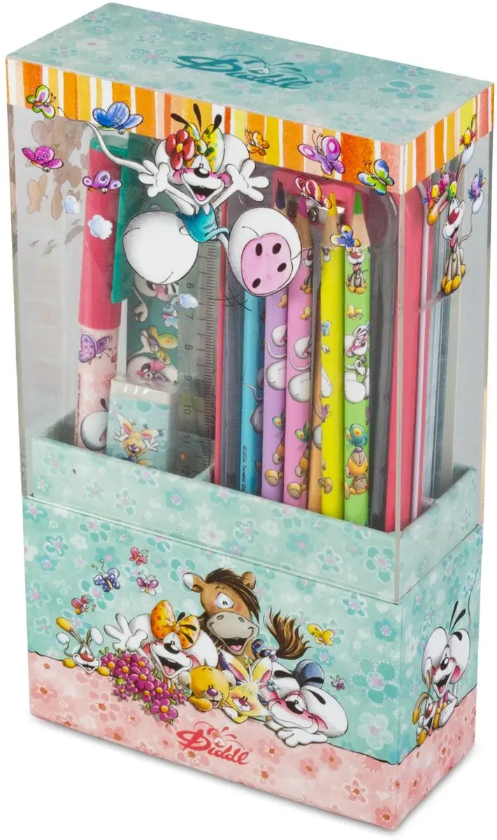 Diddl Diddlina Pimboli Schrijfwarenset - 12 Stuks - Metal Etui