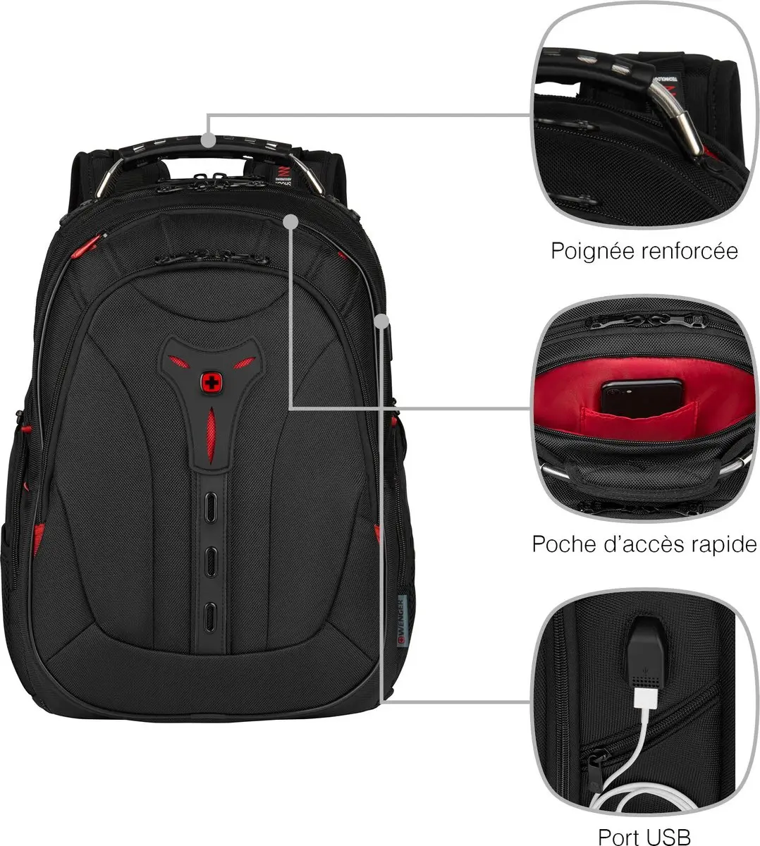 Wenger Pegasus Deluxe 16" Rugzak 25L - 17" Laptop - 12 Vakken - Zwart - afbeelding 6 van 6