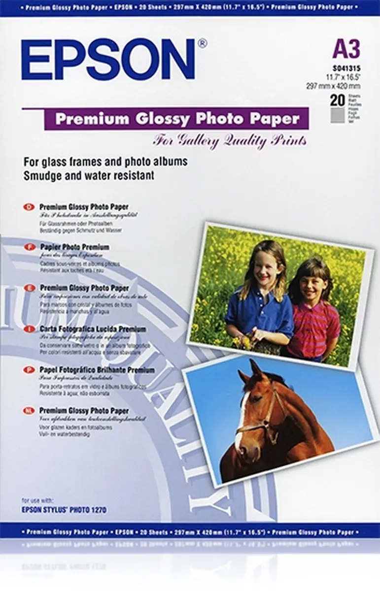 Epson Premium Glossy A3 Fotopapier - 20 Vel - C13S041315