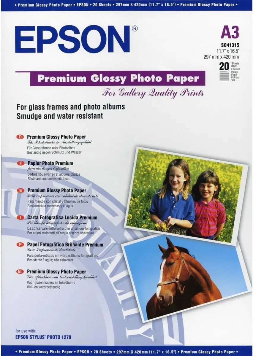 Epson Premium Glossy A3 Fotopapier - 20 Vel - C13S041315