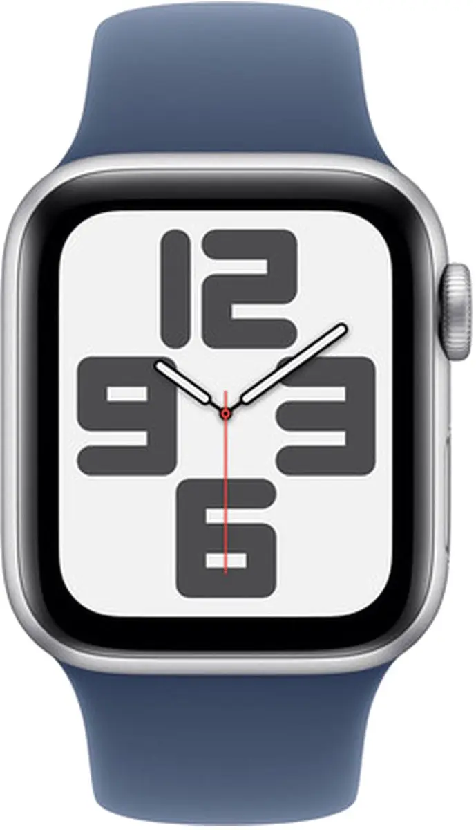 Apple Watch SE 2024 GPS 44mm - Zilver - Blauwe Band