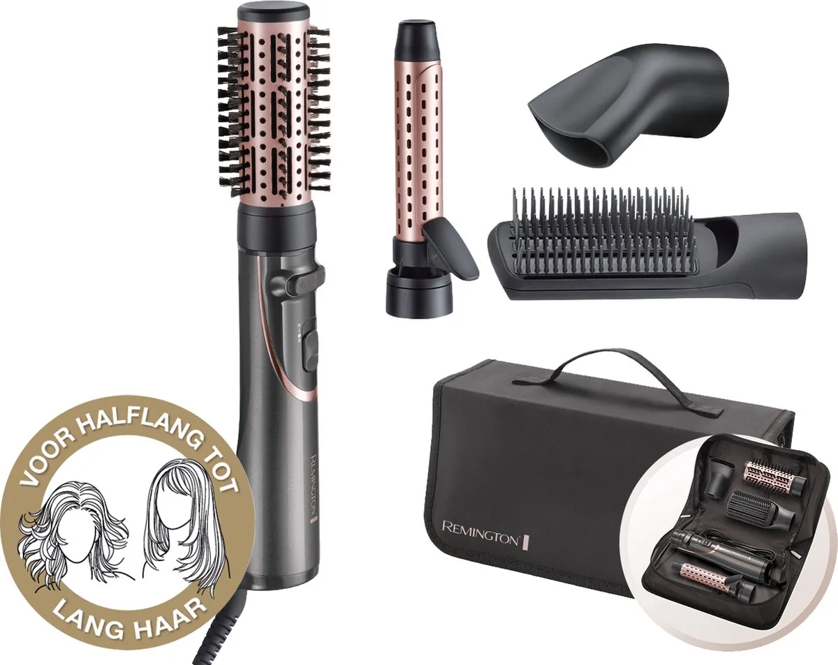 Remington AS8606 Curl & Straight Confidence Roterende Föhnborstel 800W - Grijs/Rosé