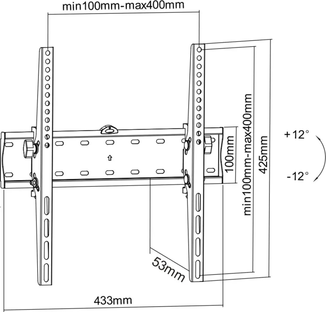 InLine Basic Muurbeugel Kantelbaar 23113A - 81-140cm 40kg - Zwart - afbeelding 6 van 6