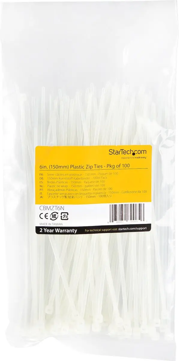Startech Witte Kabelbinders 150mm - 100 Stuks