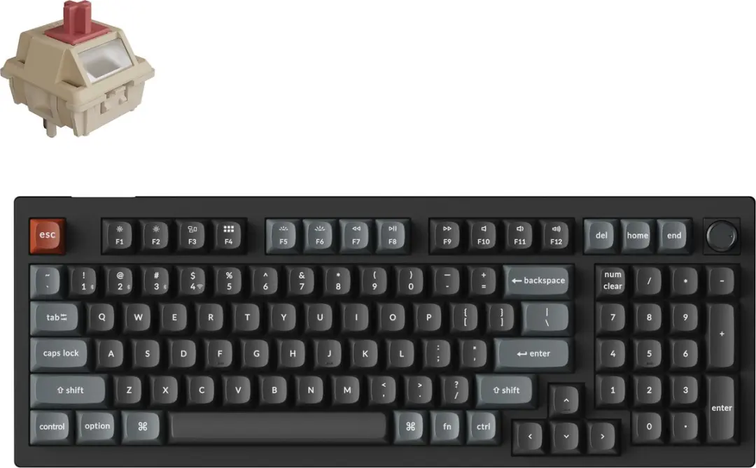 Keychron V5 Ultra V5U-D1 Mechanisch Toetsenbord - Draadloos - Rode Switch - Zwart
