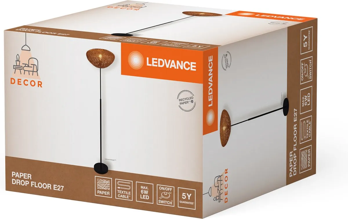 LEDVANCE Decor Paper Drop Vloerlamp 1XE27 - Beige - afbeelding 6 van 6