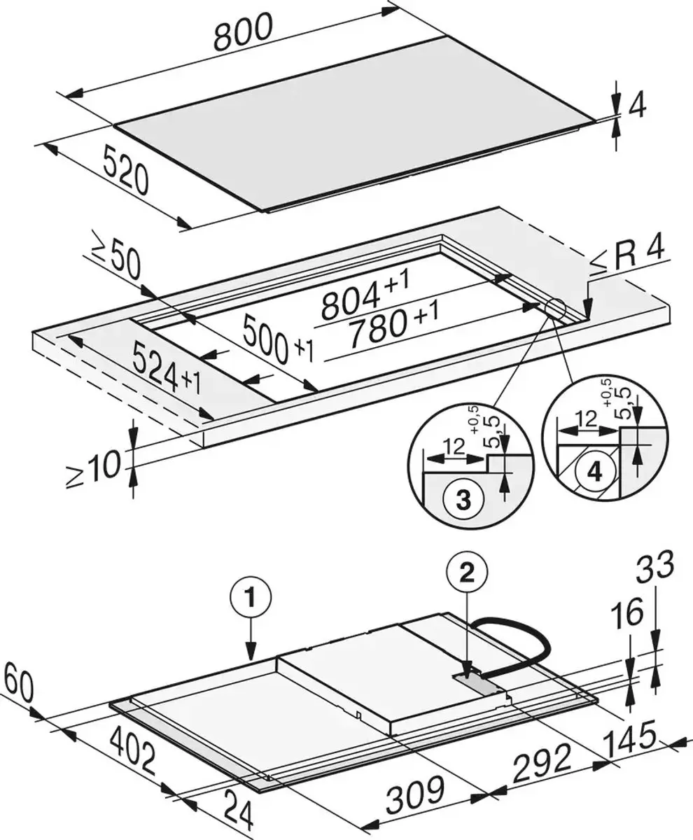 Miele KM 7373 FL Inbouw Inductiekookplaat 80cm - Zwart