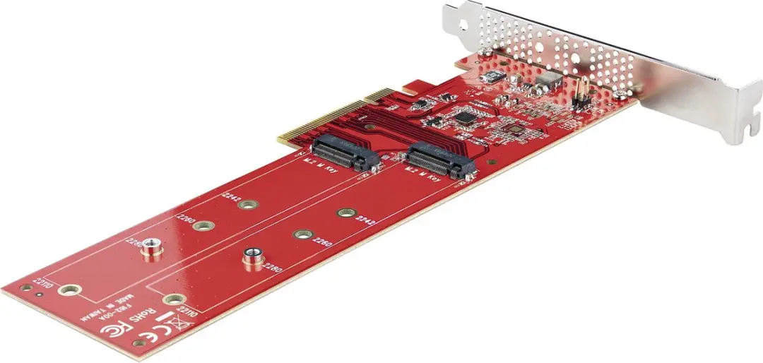 Startech Dual M.2 PCIe 4.0 Adapter Kaart - Rood