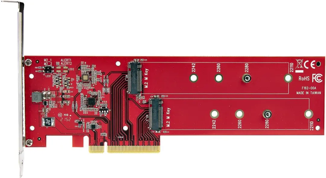 Startech Dual M.2 PCIe 4.0 Adapter Kaart - Rood - afbeelding 6 van 6
