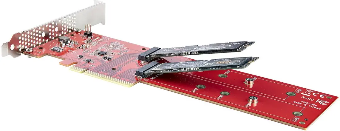 Startech Dual M.2 PCIe 4.0 Adapter Kaart - Rood