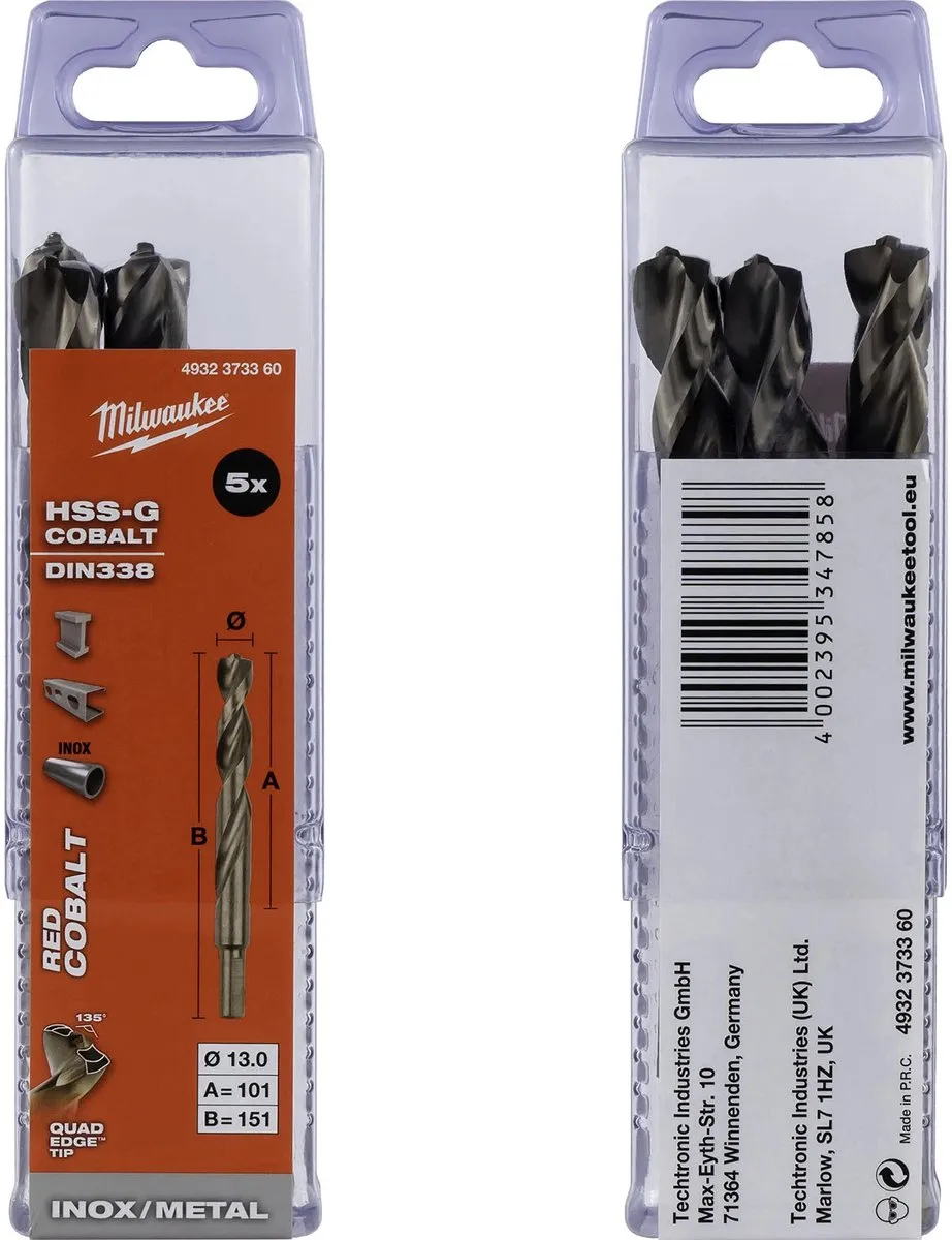 Milwaukee Metaalboren HSS-Ground Cobalt 13mm - 5 Stuks - afbeelding 4 van 6