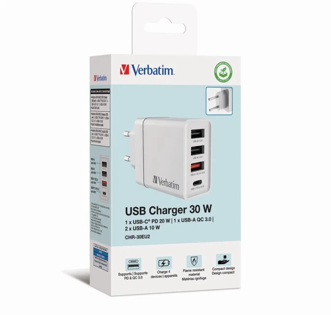 Verbatim CHR-30EU2 USB Oplader 30W - 2x USB - Wit