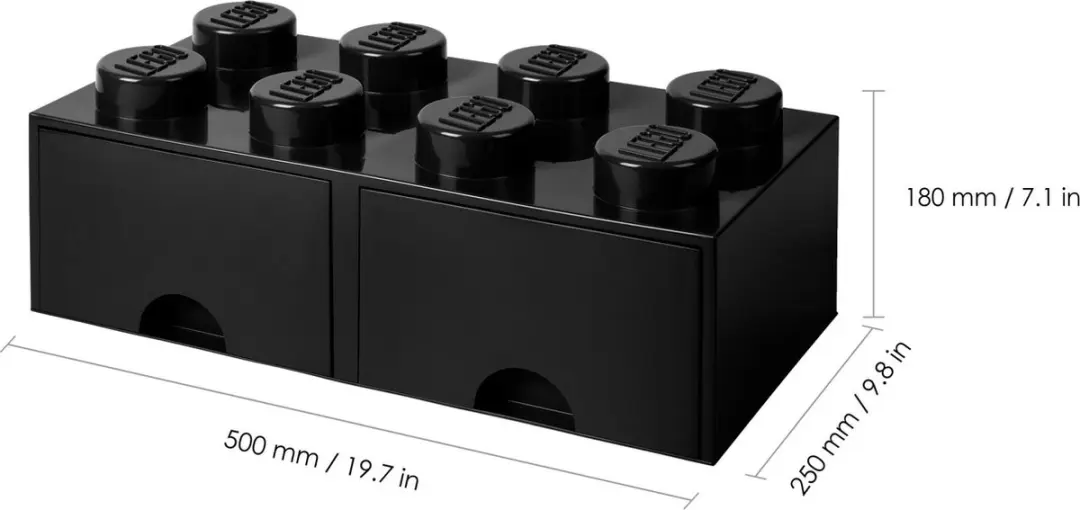 LEGO Brick 8 Opbergbox met Lades - Zwart