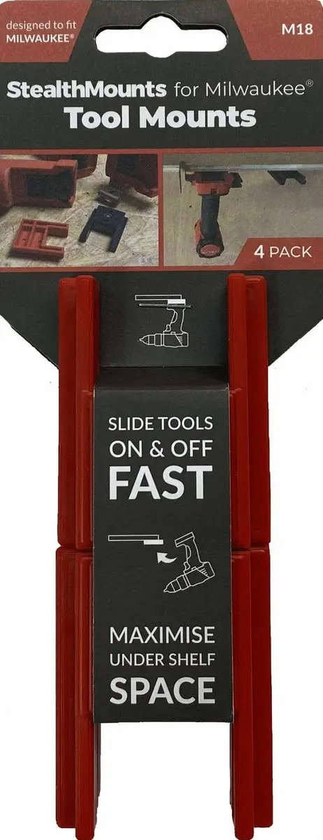StealthMounts TM-MW18-RED Machinehouder Milwaukee M18 - 4 Stuks - Rood