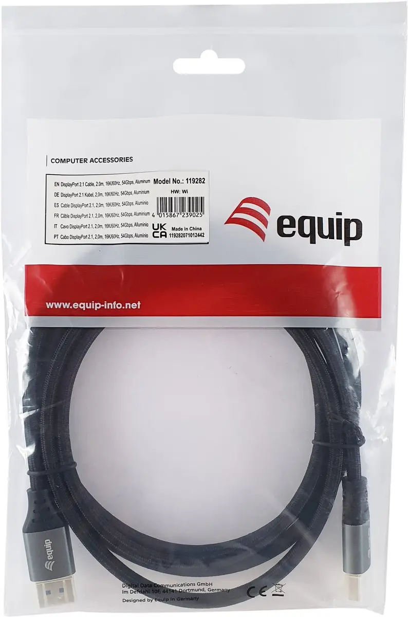 Equip 2.1 Premium DisplayPort-kabel 2m - Zilver