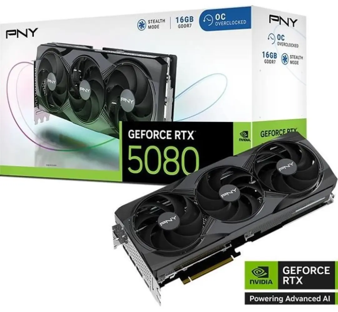 PNY NVIDIA GeForce RTX 5080 OC Videokaart 16GB GDDR7