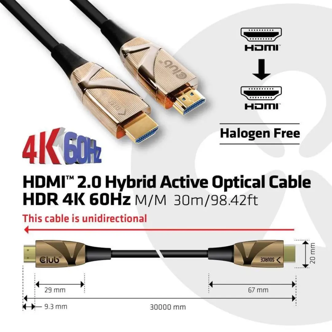 Club3D HDMI-A Kabel 30m - Zwart
