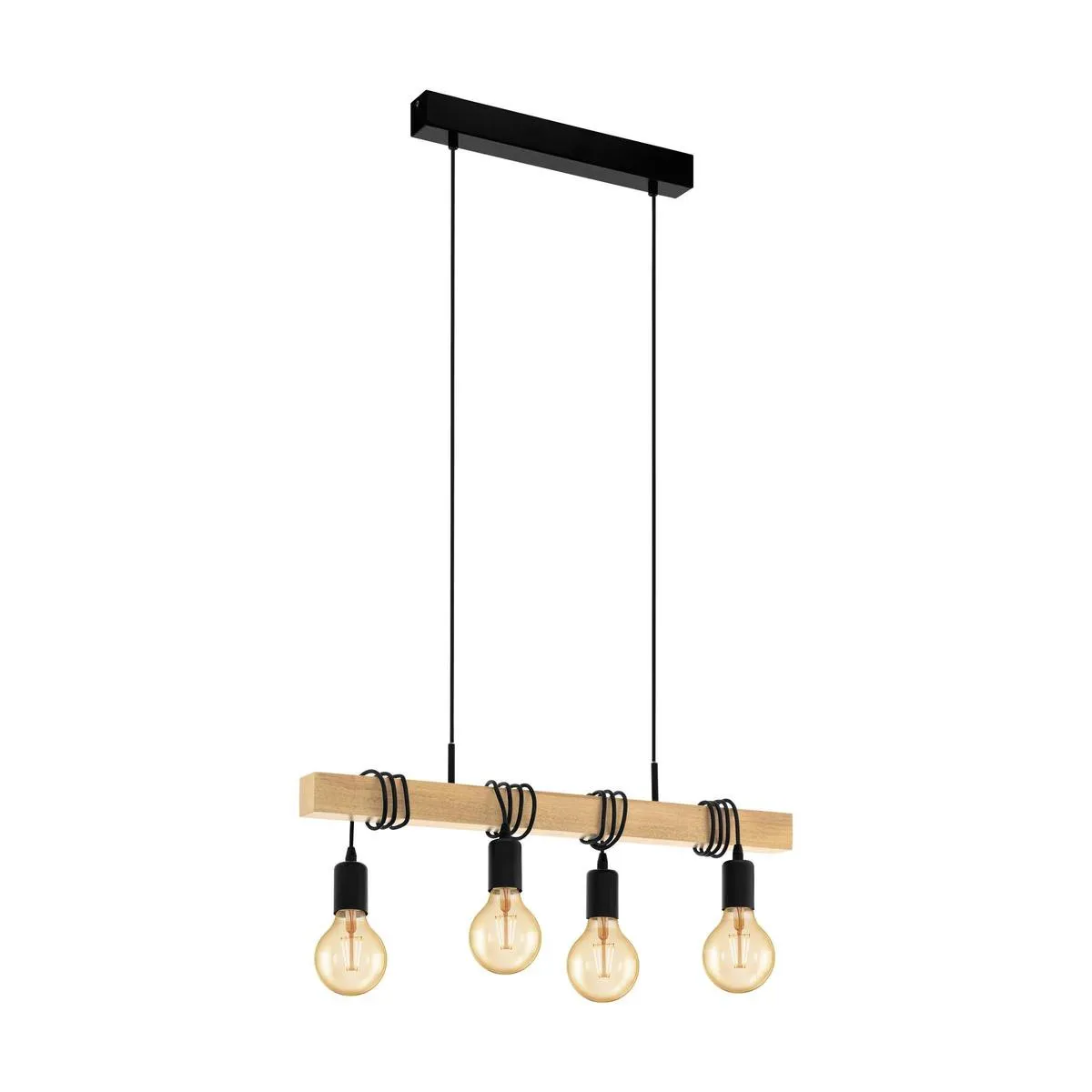 Eglo Townshend Hanglamp E27 - 70cm - Zwart/Bruin