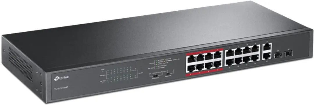 TP-Link TL-SL1218MP 20-Poorts Gigabit Switch - 1x PoE - 192W - Zwart