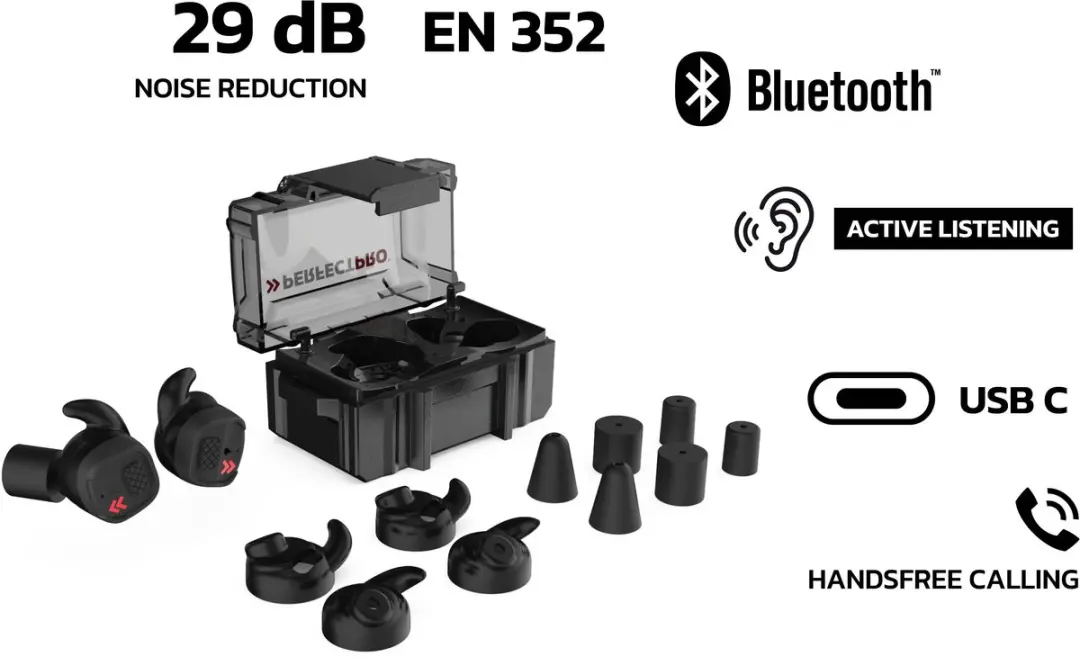 PerfectPro H-10 Gehoorbescherming Bluetooth - 29dB - Zwart