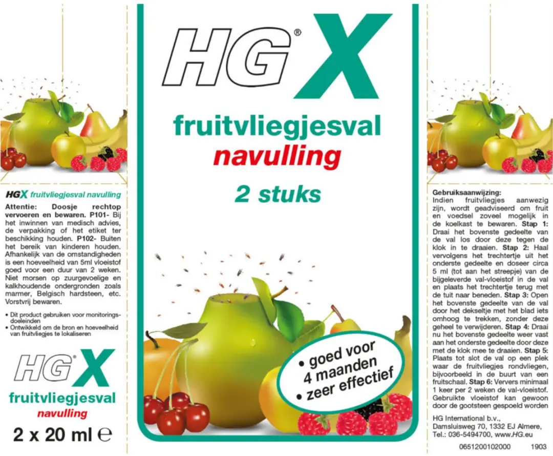 HGX Fruitvliegjesval Navulling 40ml