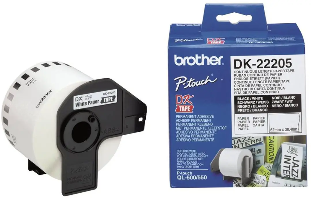 Brother DK-22205 Continu tape 62mm - Wit 30,48m
