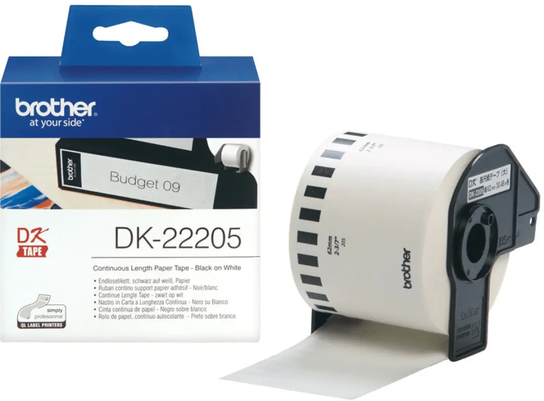 Brother DK-22205 Continu tape 62mm - Wit 30,48m