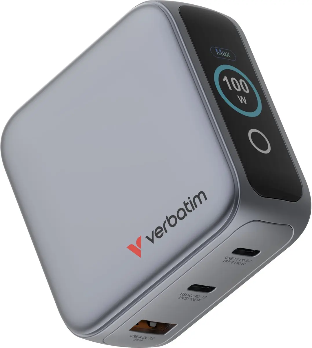 Verbatim Mini Gan-Oplader 100W 2xUSB-C 1xUSB-A