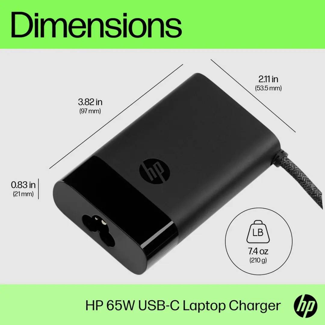 HP 671R2AA USB-C Laptoplader 65W - Zwart