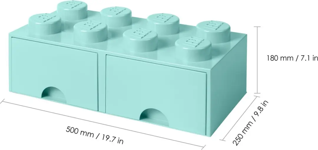 LEGO Brick 8 Opbergbox Blauw - 2 Lades
