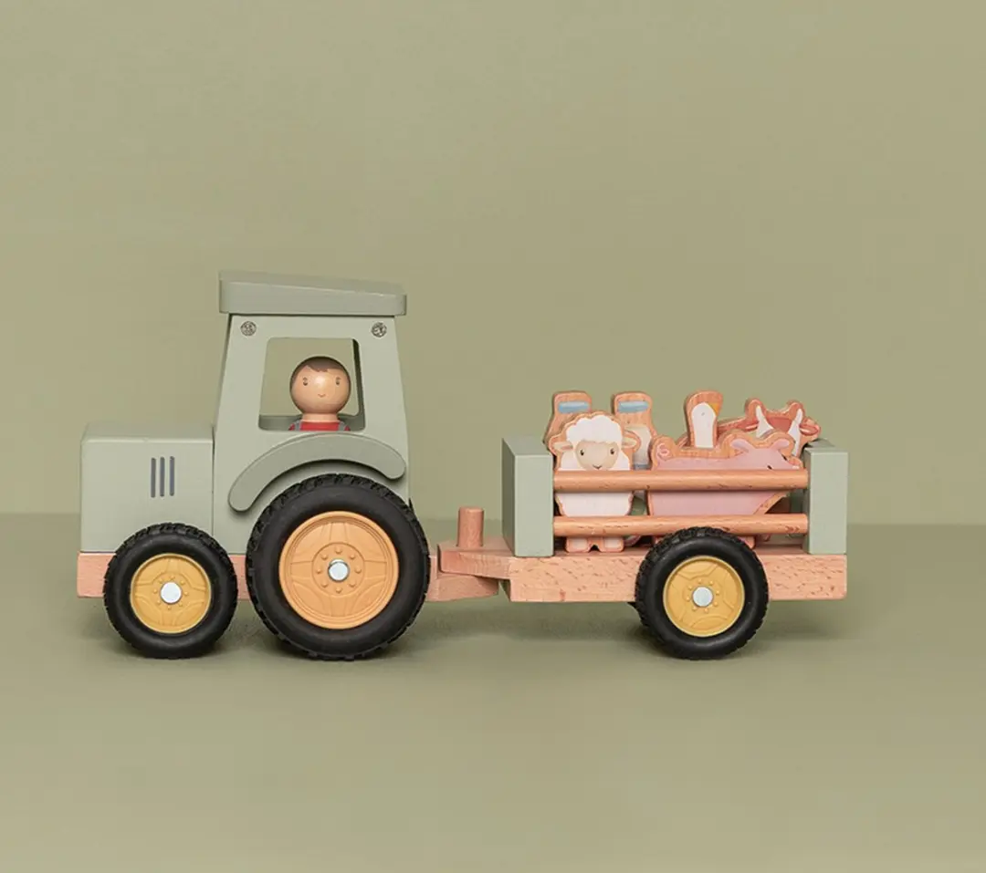 Little Dutch Tractor met Trailer FSC Little Farm - Multikleur