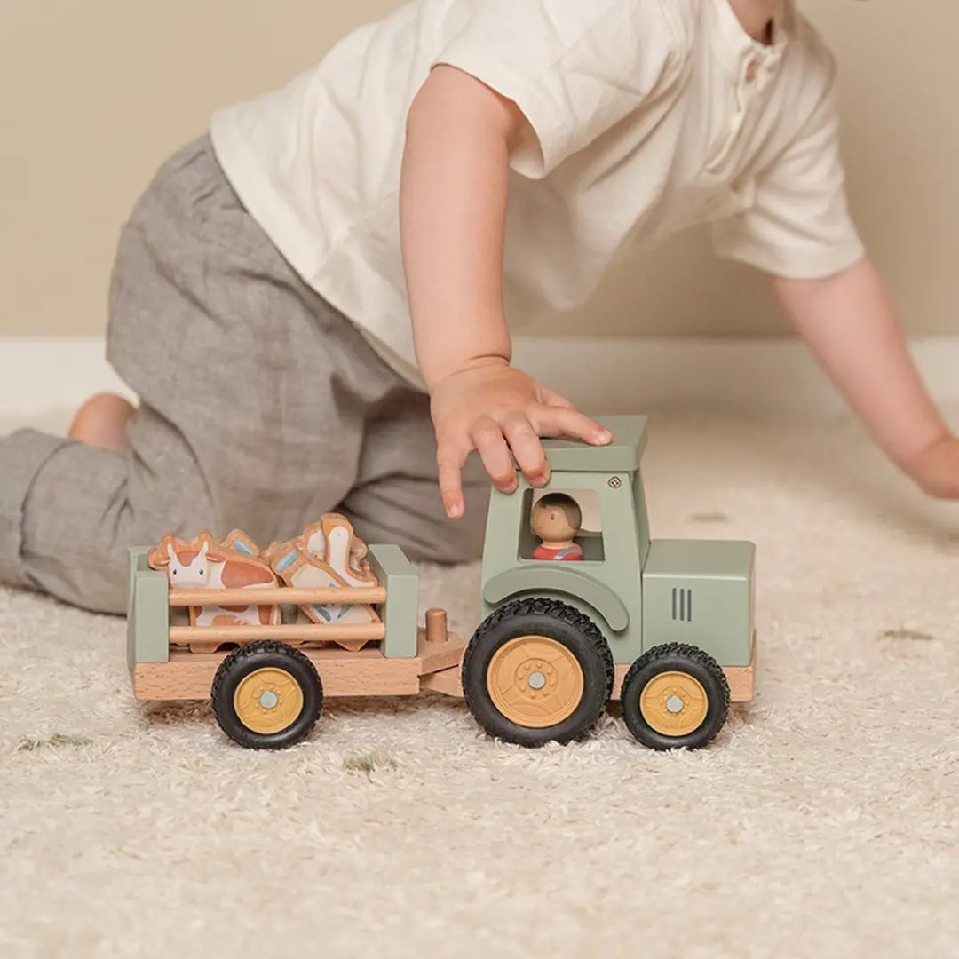 Little Dutch Tractor met Trailer FSC Little Farm - Multikleur