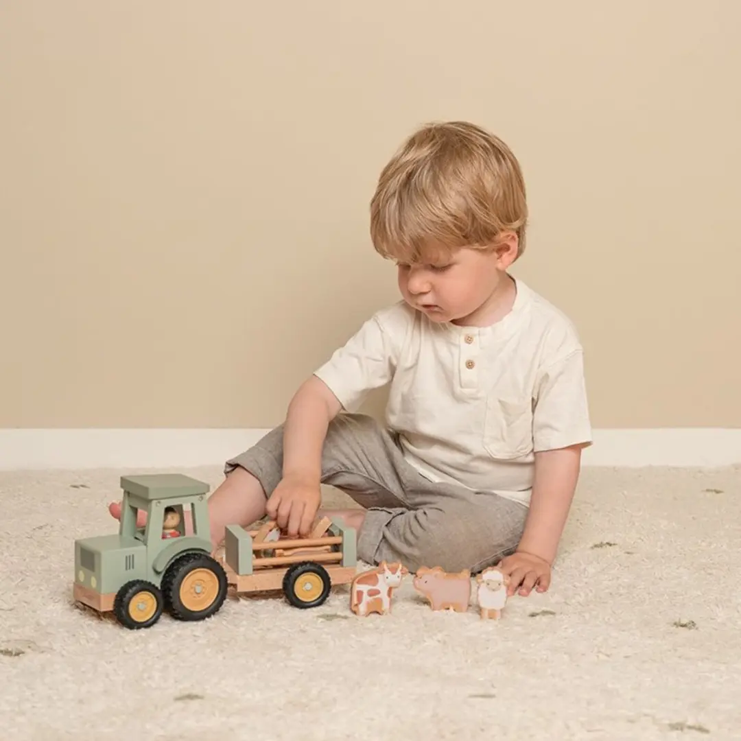 Little Dutch Tractor met Trailer FSC Little Farm - Multikleur