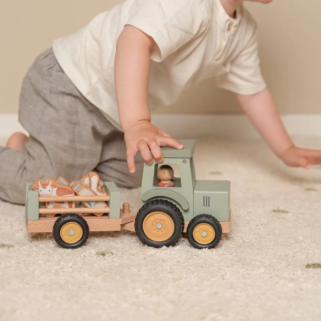 Little Dutch Tractor met Trailer FSC Little Farm - Multikleur