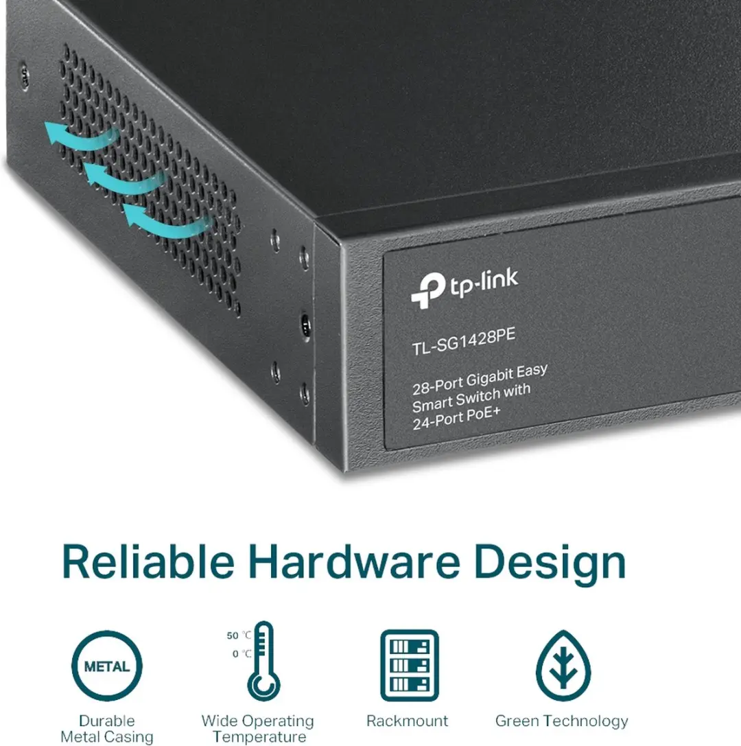 TP-Link TL-SG1428PE 28-poorts Managed Switch - 24x PoE - Wit