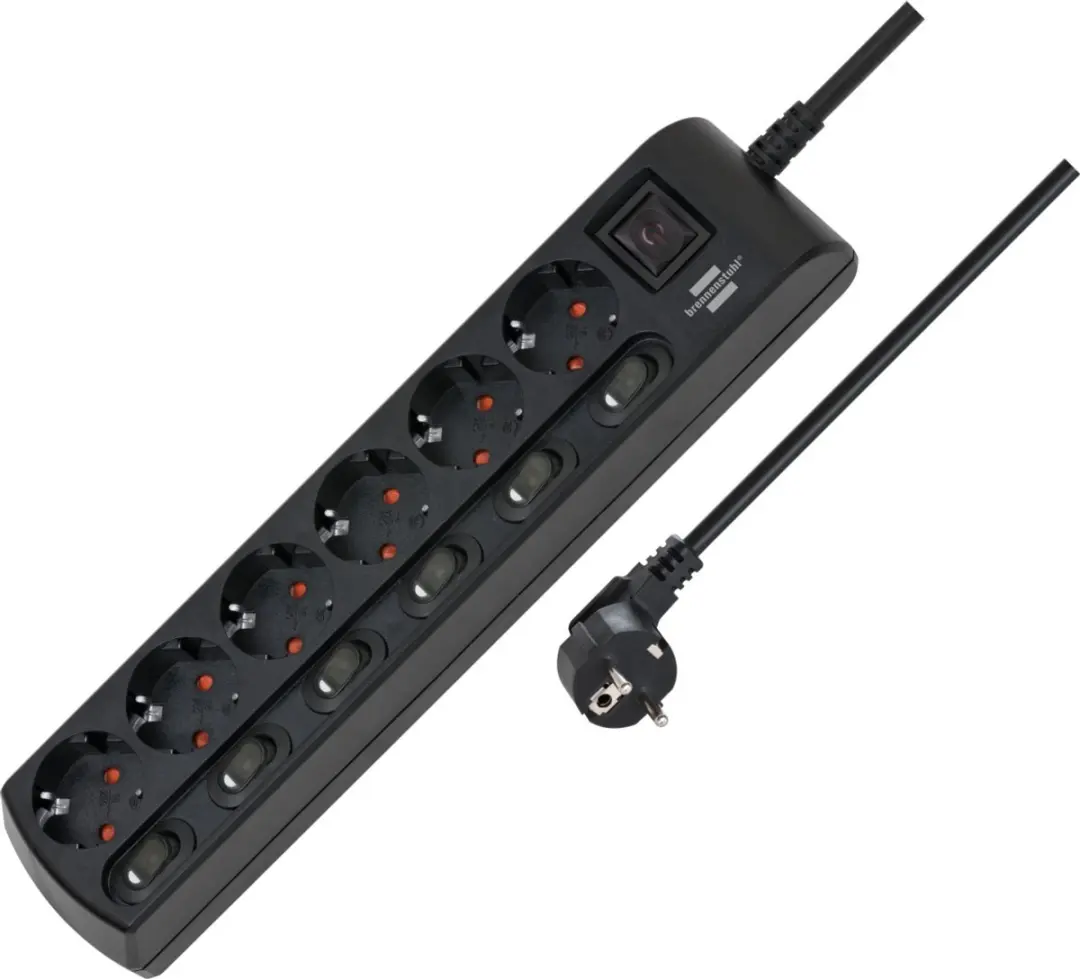 Brennenstuhl 6-voudig Individueel Schakelbare Stekkerdoos - 3680W - Zwart