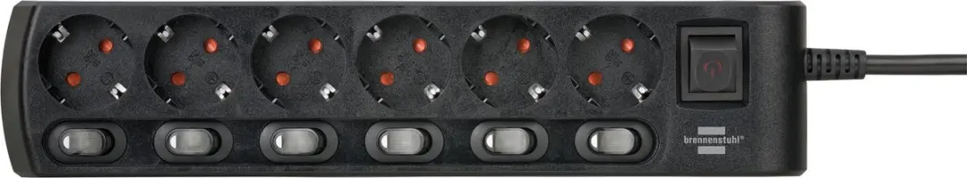 Brennenstuhl 6-voudig Individueel Schakelbare Stekkerdoos - 3680W - Zwart