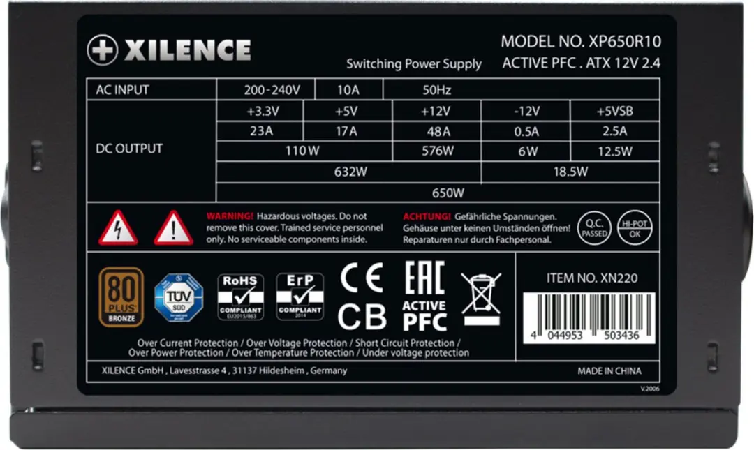 Xilence XN225 XP650R10 Voeding 650W - ATX - Zwart/Rood