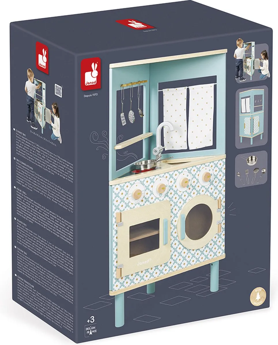 Janod Trio Houten Speelgoedkeuken - 5 Accessoires - 51.3 cm