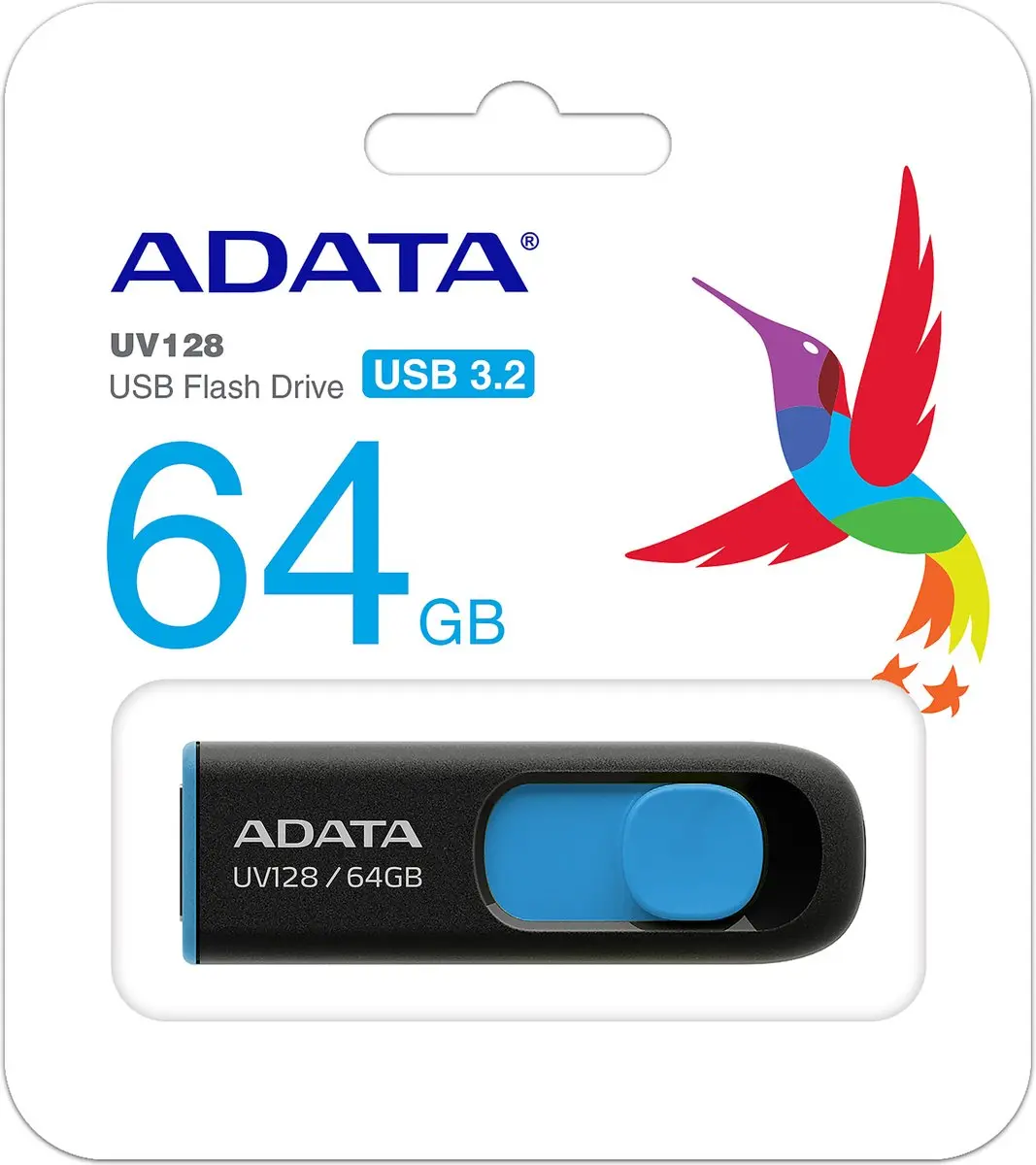 USB UV128 AUV128-64G-RBE 64GB - Zwart/Blauw