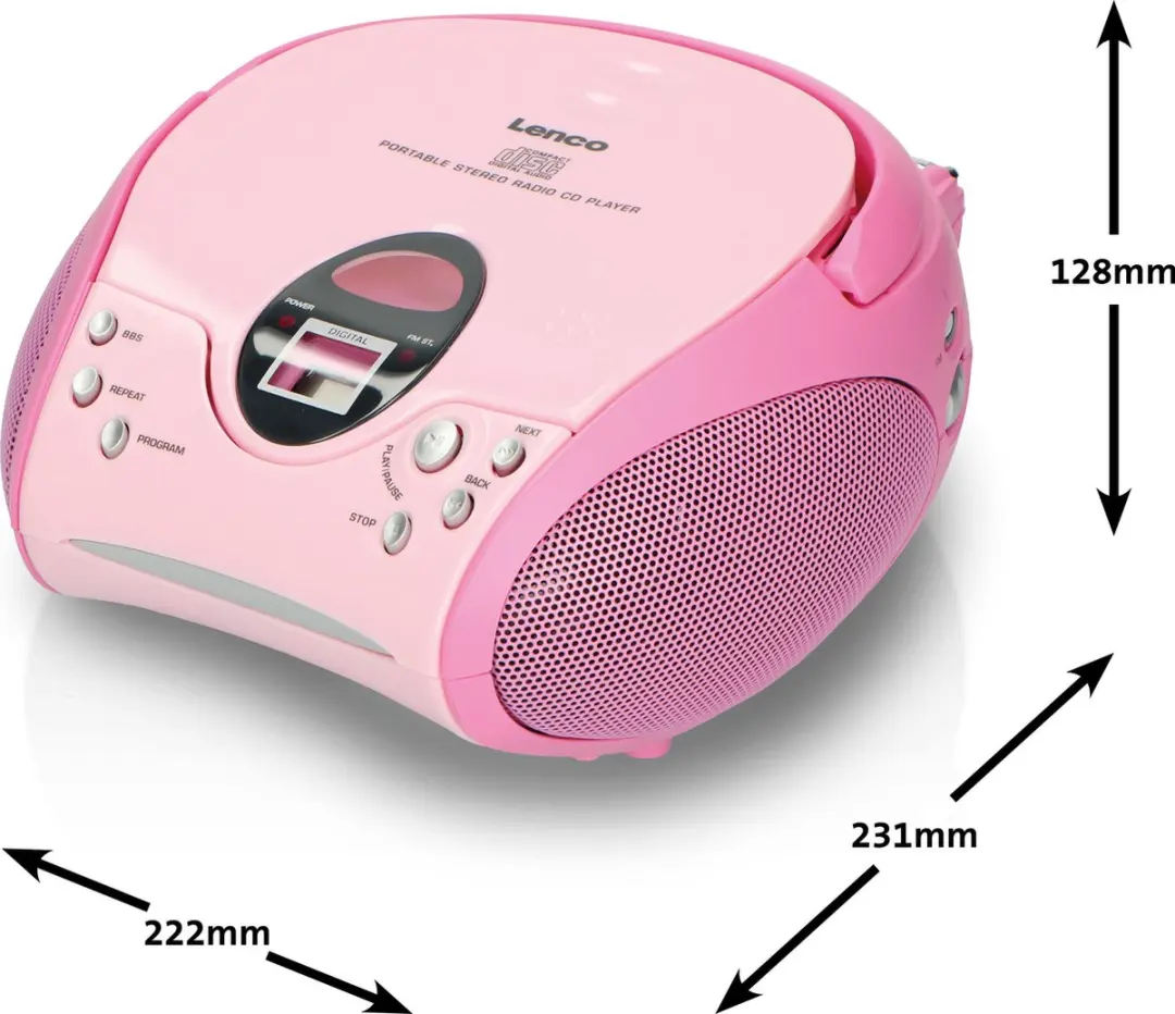 Lenco SCD-24 Draagbare Radio CD-speler - Roze