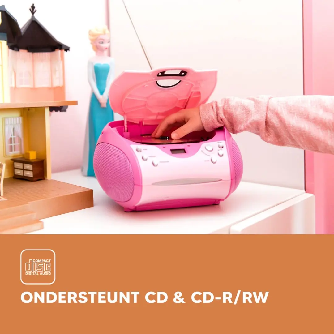 Lenco SCD-24 Draagbare Radio CD-speler - Roze - afbeelding 6 van 6
