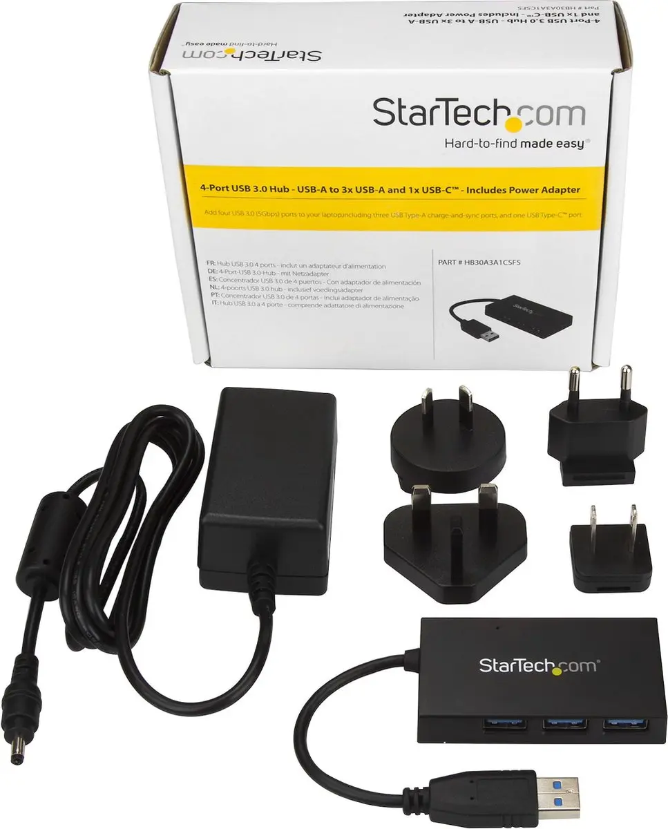 Startech HB30A3A1CSFS USB Hub - 1x USB-C - Zwart