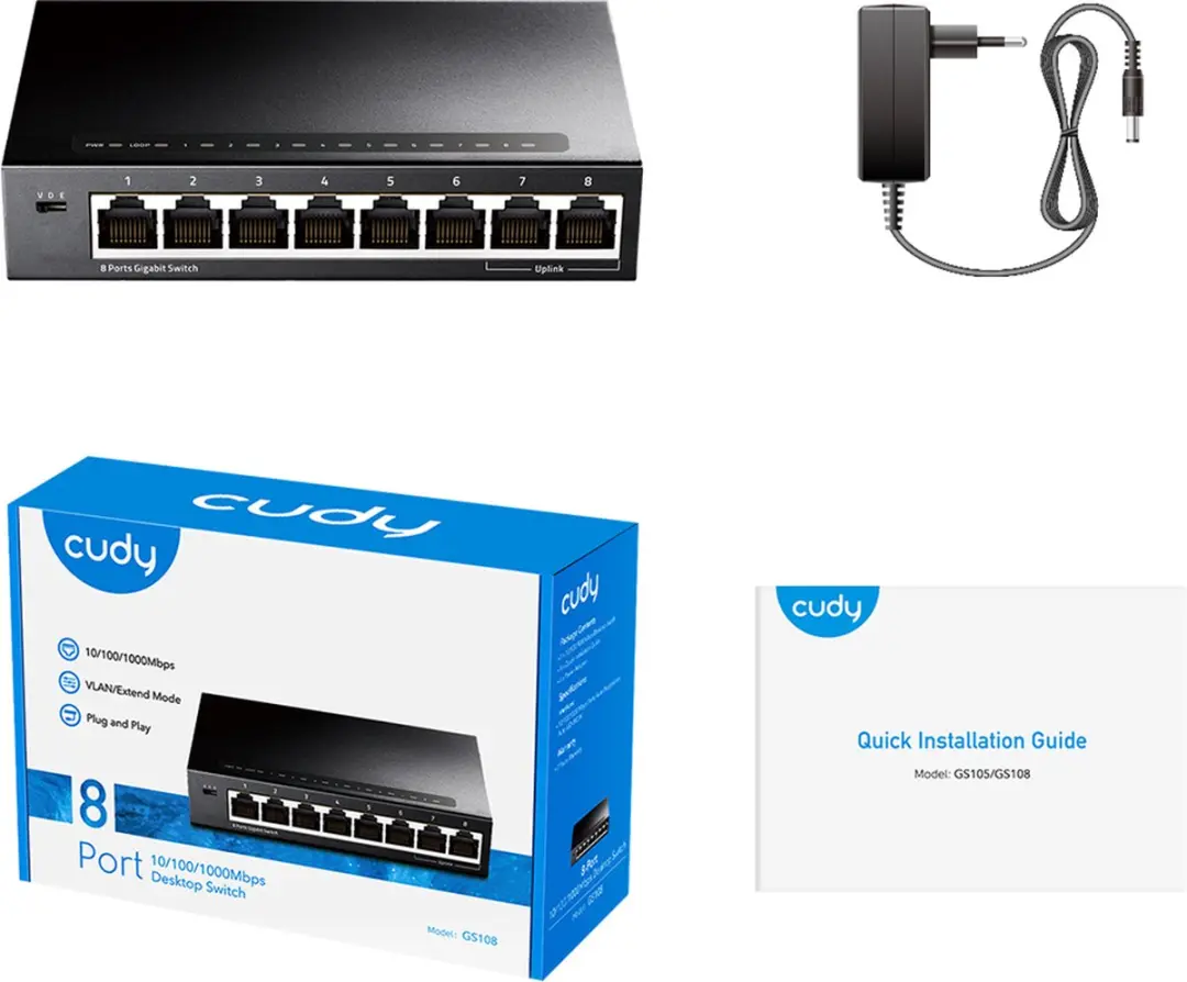 Cudy GS108 8-Poorts Unmanaged Netwerk Switch - Zwart