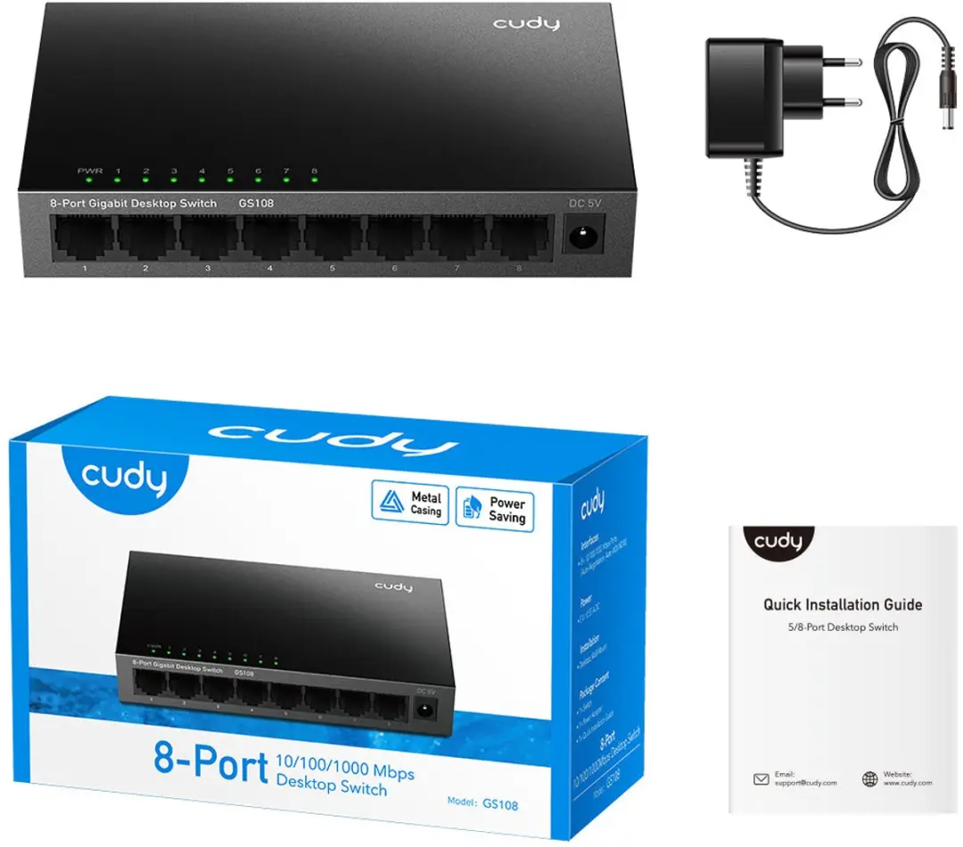 Cudy GS108 8-Poorts Unmanaged Netwerk Switch - Zwart